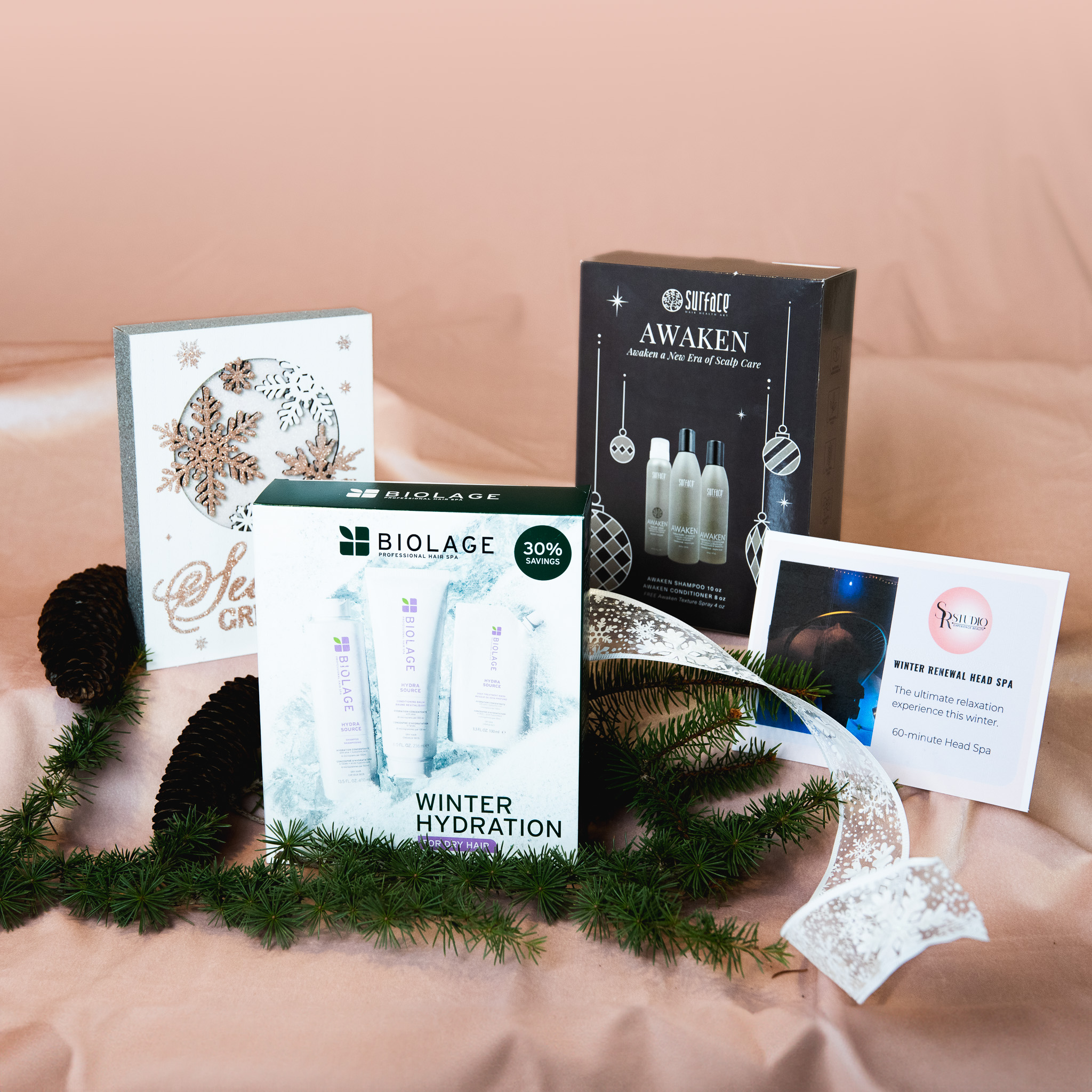 Client relaxing during Winter Renewal Headspa at SR Studio in Boonsboro, MD with warm steam and peppermint aromatherapy